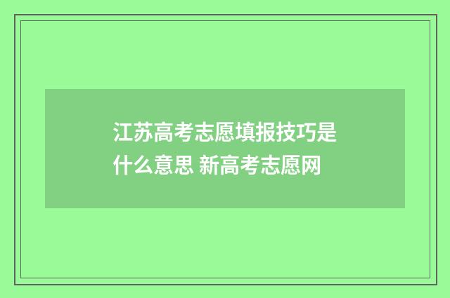 江苏高考志愿填报技巧是什么意思 新高考志愿网