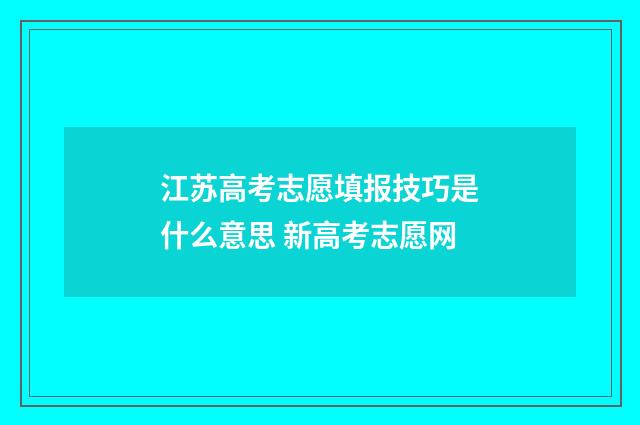 江苏高考志愿填报技巧是什么意思 新高考志愿网