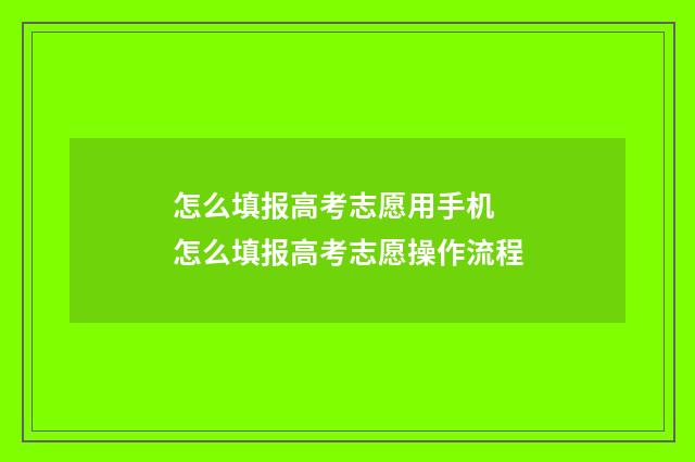 怎么填报高考志愿用手机 怎么填报高考志愿操作流程