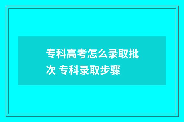 专科高考怎么录取批次 专科录取步骤