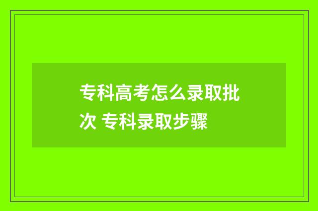 专科高考怎么录取批次 专科录取步骤
