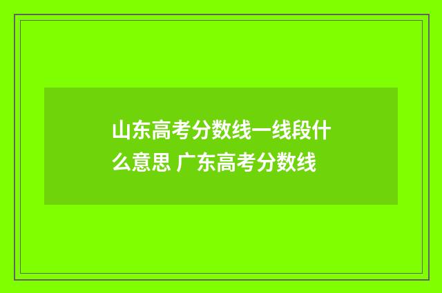 山东高考分数线一线段什么意思 广东高考分数线