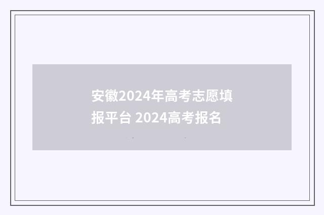 安徽2024年高考志愿填报平台 2024高考报名