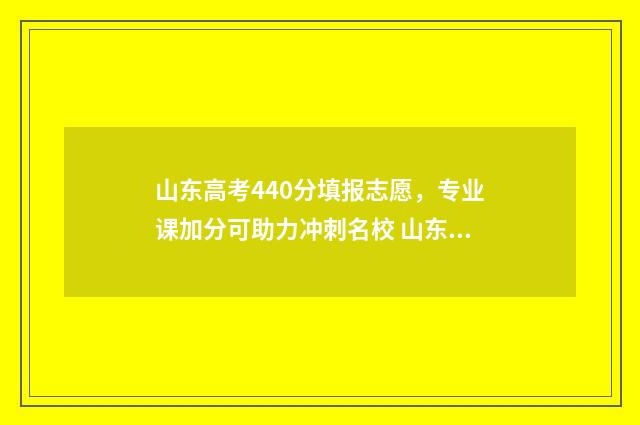 山东高考440分填报志愿，专业课加分可助力冲刺名校 山东高考成绩440能上本科吗