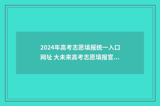 2024年高考志愿填报统一入口网址 大未来高考志愿填报官网
