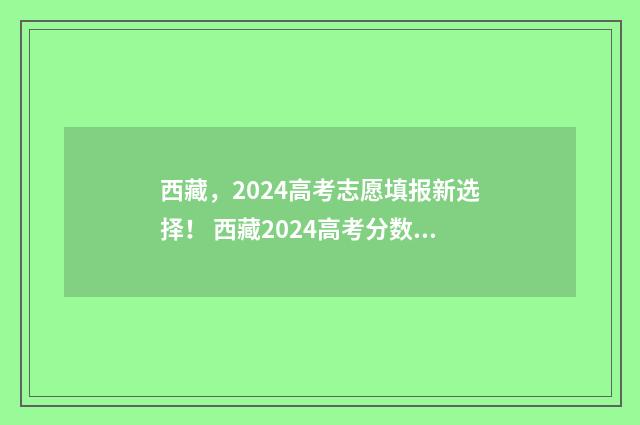西藏，2024高考志愿填报新选择！ 西藏2024高考分数线是多少分