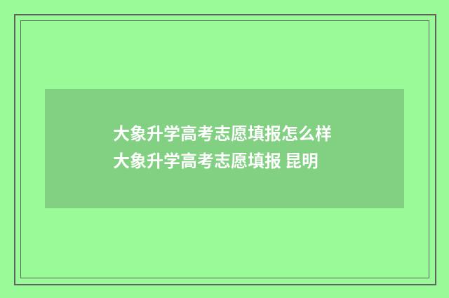 大象升学高考志愿填报怎么样 大象升学高考志愿填报 昆明