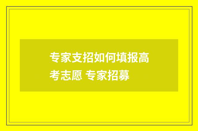 专家支招如何填报高考志愿 专家招募