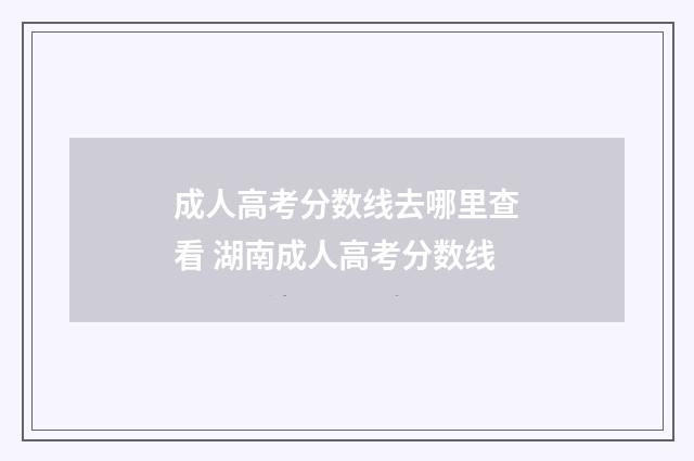 成人高考分数线去哪里查看 湖南成人高考分数线