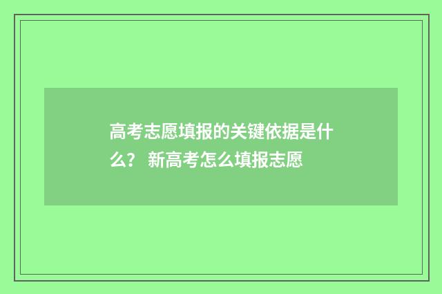 高考志愿填报的关键依据是什么？ 新高考怎么填报志愿