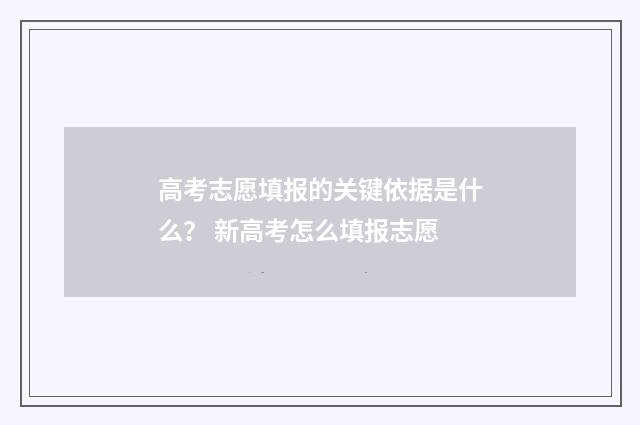 高考志愿填报的关键依据是什么？ 新高考怎么填报志愿