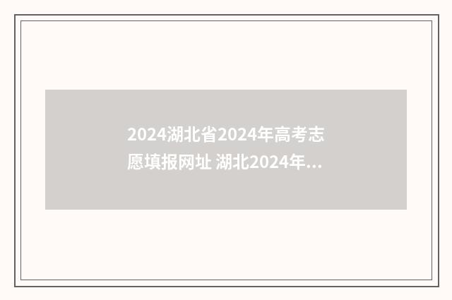 2024湖北省2024年高考志愿填报网址 湖北2024年高考改革最新方案
