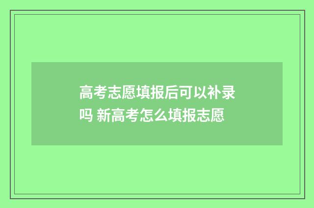 高考志愿填报后可以补录吗 新高考怎么填报志愿