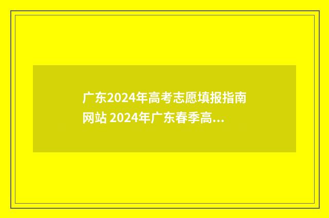 广东2024年高考志愿填报指南网站 2024年广东春季高考分数线