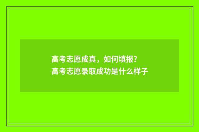 高考志愿成真，如何填报？ 高考志愿录取成功是什么样子