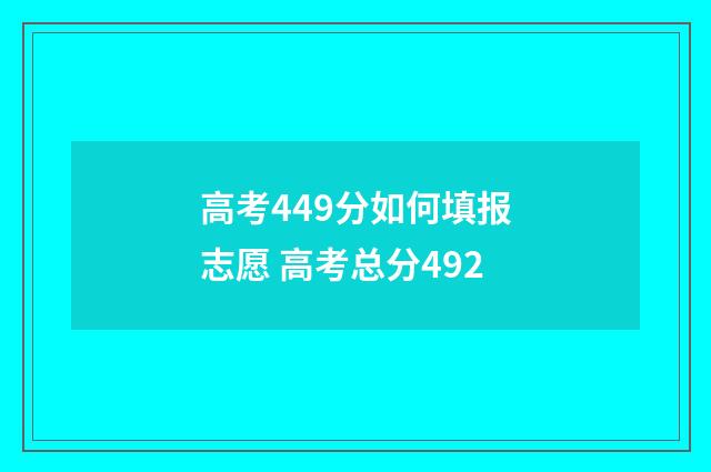高考449分如何填报志愿 高考总分492