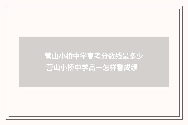 营山小桥中学高考分数线是多少 营山小桥中学高一怎样看成绩