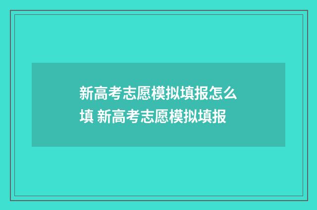 新高考志愿模拟填报怎么填 新高考志愿模拟填报