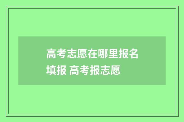 高考志愿在哪里报名填报 高考报志愿