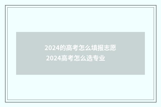 2024的高考怎么填报志愿 2024高考怎么选专业