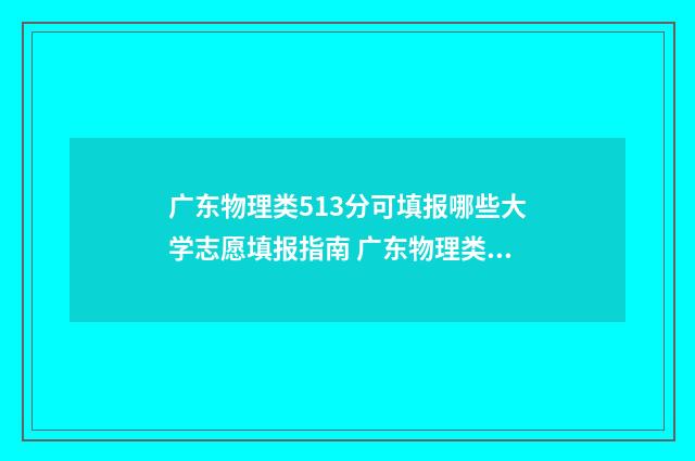 广东物理类513分可填报哪些大学志愿填报指南 广东物理类最高分