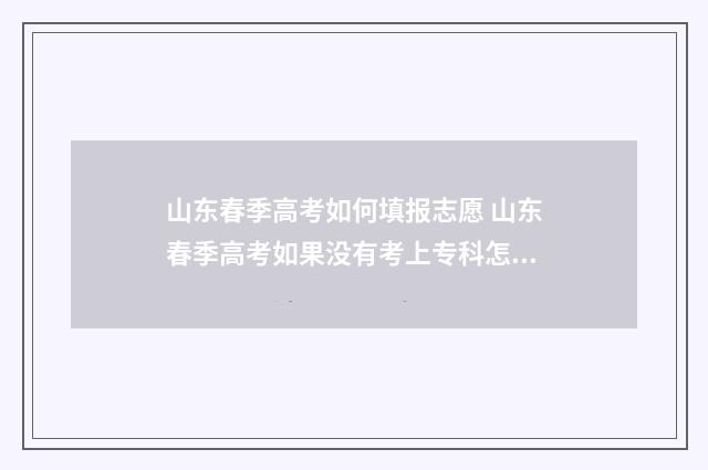 山东春季高考如何填报志愿 山东春季高考如果没有考上专科怎么办