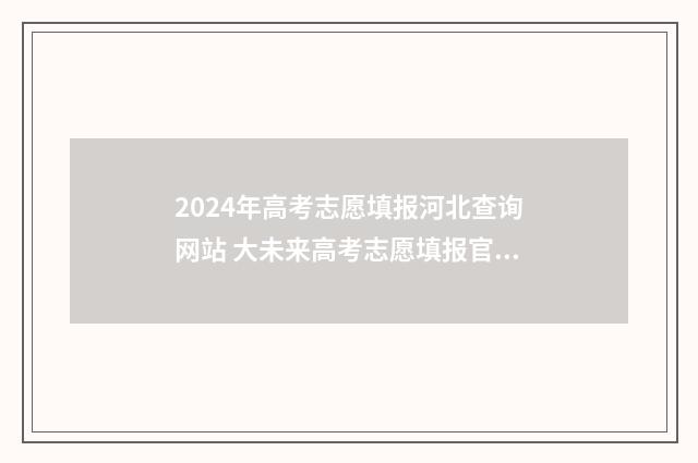 2024年高考志愿填报河北查询网站 大未来高考志愿填报官网