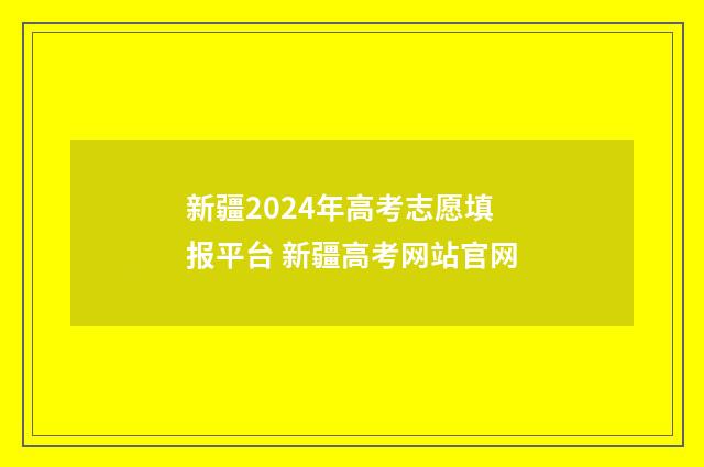 新疆2024年高考志愿填报平台 新疆高考网站官网