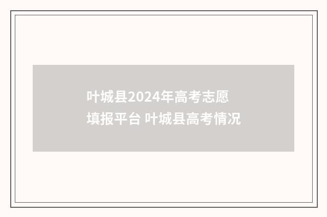 叶城县2024年高考志愿填报平台 叶城县高考情况
