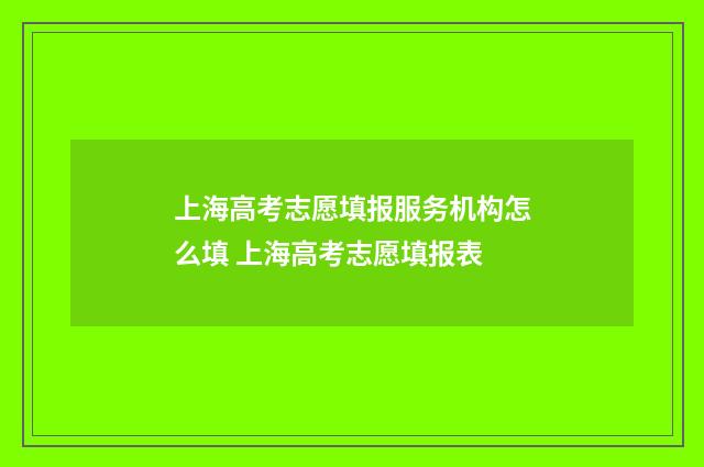 上海高考志愿填报服务机构怎么填 上海高考志愿填报表