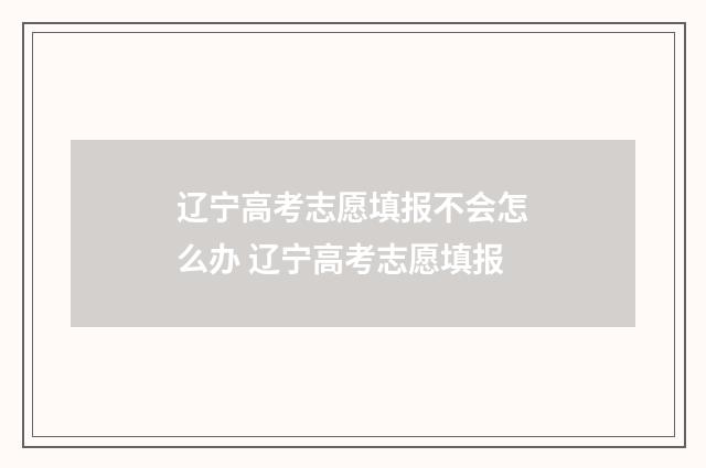 辽宁高考志愿填报不会怎么办 辽宁高考志愿填报