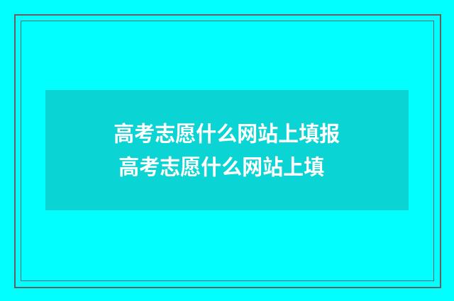 高考志愿什么网站上填报 高考志愿什么网站上填