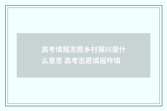 高考填报志愿乡村振兴是什么意思 高考志愿填报咋填