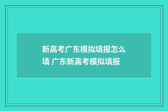 新高考广东模拟填报怎么填 广东新高考模拟填报
