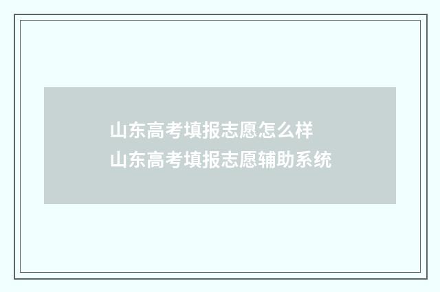 山东高考填报志愿怎么样 山东高考填报志愿辅助系统