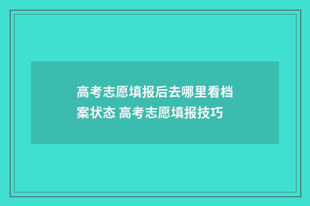 高考志愿填报后去哪里看档案状态 高考志愿填报技巧