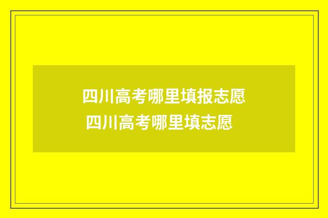 四川高考哪里填报志愿 四川高考哪里填志愿