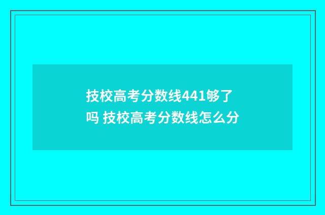 技校高考分数线441够了吗 技校高考分数线怎么分