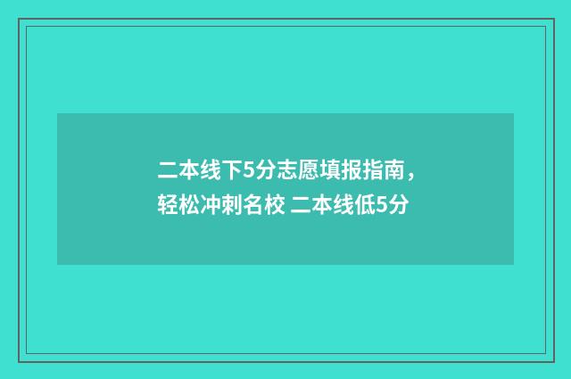 二本线下5分志愿填报指南，轻松冲刺名校 二本线低5分