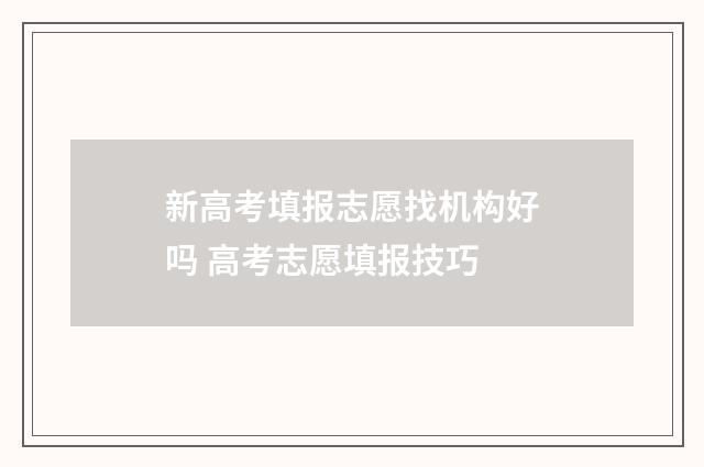 新高考填报志愿找机构好吗 高考志愿填报技巧