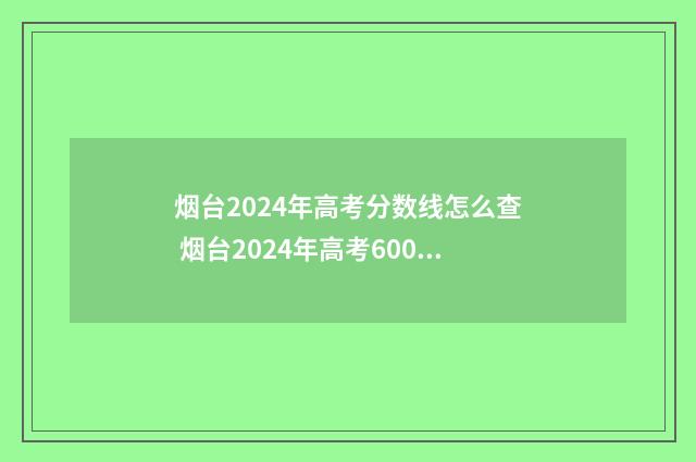 烟台2024年高考分数线怎么查 烟台2024年高考600分以上人数