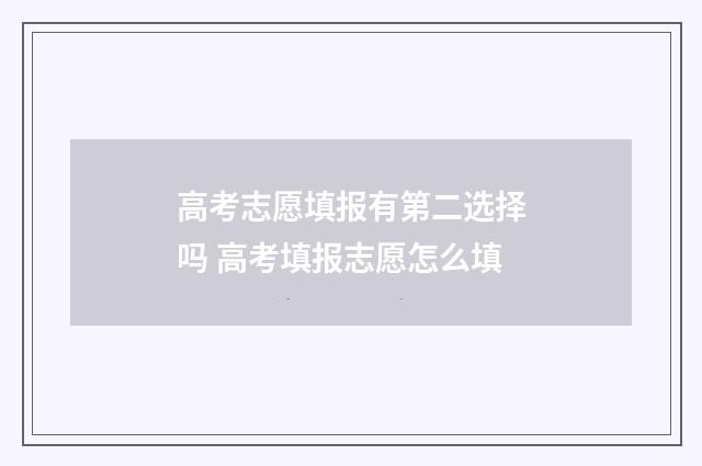 高考志愿填报有第二选择吗 高考填报志愿怎么填