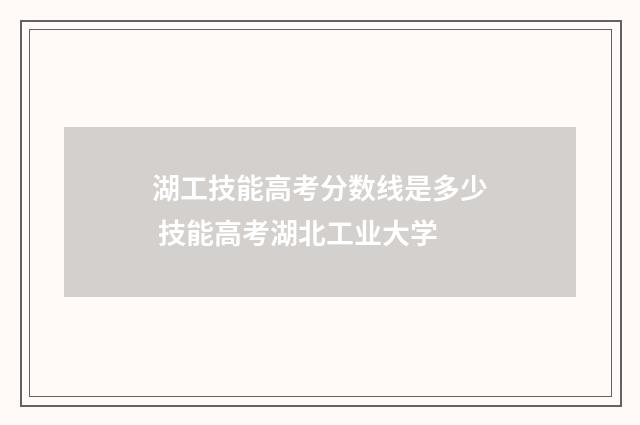 湖工技能高考分数线是多少 技能高考湖北工业大学