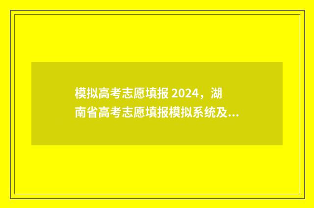 模拟高考志愿填报 2024，湖南省高考志愿填报模拟系统及入口 模拟高考志愿填报系统官网