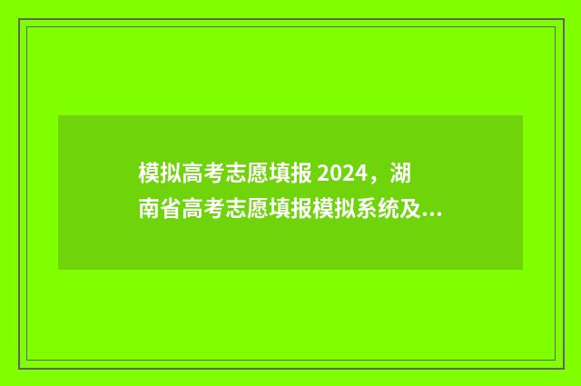 模拟高考志愿填报 2024，湖南省高考志愿填报模拟系统及入口 模拟高考志愿填报系统官网