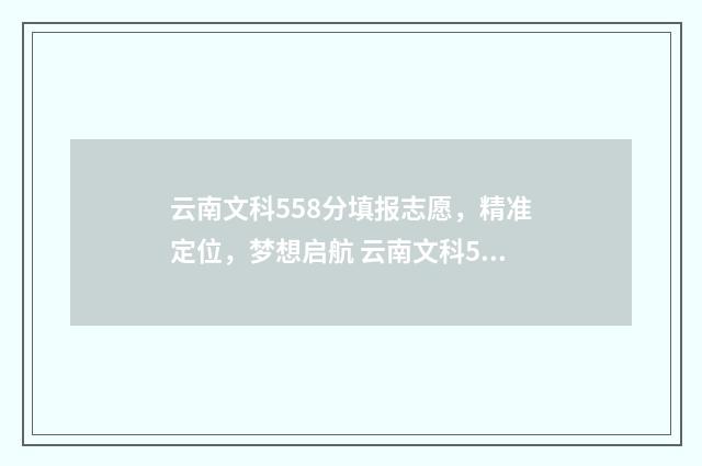 云南文科558分填报志愿，精准定位，梦想启航 云南文科558分能上什么大学
