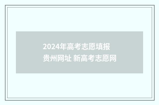 2024年高考志愿填报贵州网址 新高考志愿网