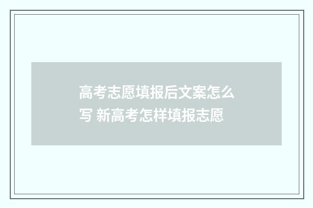 高考志愿填报后文案怎么写 新高考怎样填报志愿