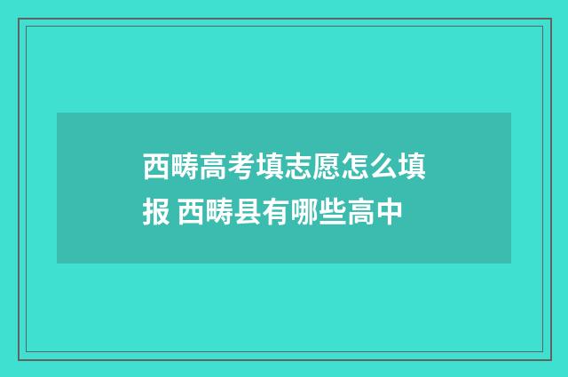 西畴高考填志愿怎么填报 西畴县有哪些高中