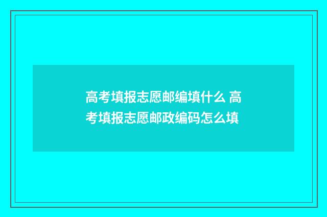 高考填报志愿邮编填什么 高考填报志愿邮政编码怎么填